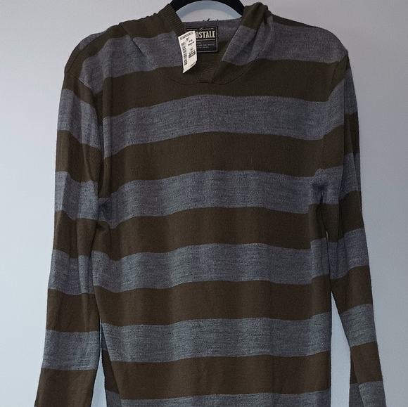 Aeropostale Other - Men's Aeropostale Brown and Gray Striped Hoodie Sweater L